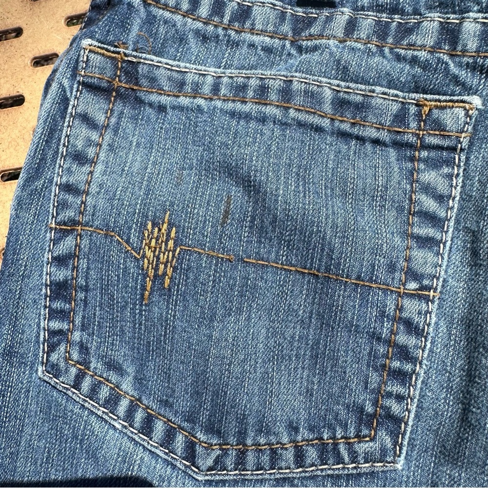 Ariat Work FR Low Rise M4 Blue Denim Back Pocket Jeans with Logo Tab 32x32 - Picture 7 of 11